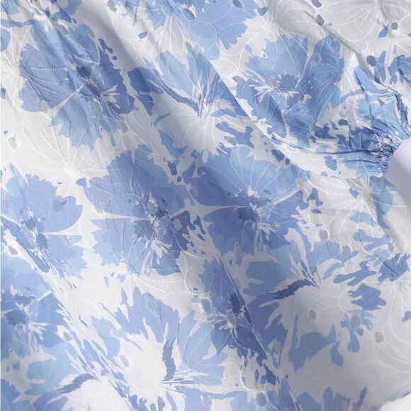 Lulus Fondly Fresh Blue and White Floral Print Long Sleeve Mini Dress - Picture 4 of 9